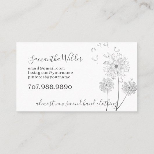 Kleding Verkoper Delicate Bloemen Visitekaartje (Achterkant)