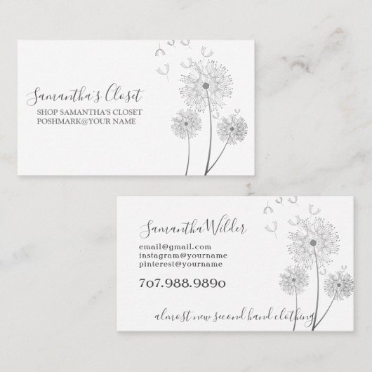 Kleding Verkoper Delicate Bloemen Visitekaartje (Voorkant / Achterkant)