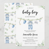 Kleding voor een jongen Babyfeestje Kaart (Voorkant / Achterkant)