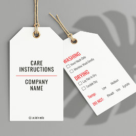 Kleding Wassen Zorg Instructies Hang Label Cadeaulabel