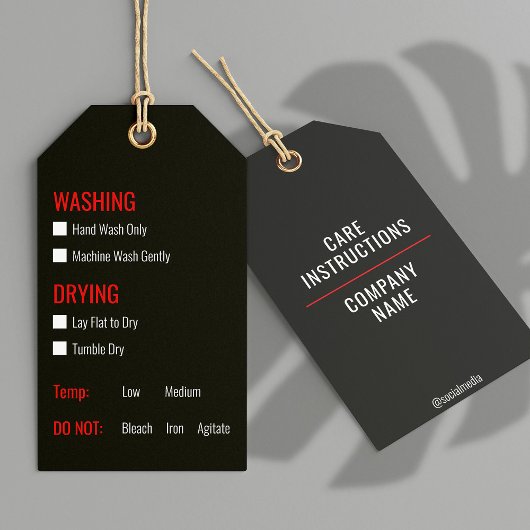 Kleding Wassen Zorg Instructies Hang Label Cadeaulabel