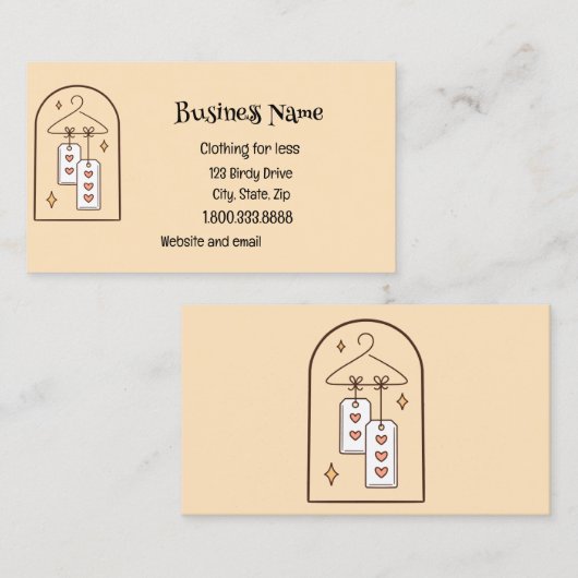 Kleding Zending Tweedehands drift Store Visitekaartje (Voorkant / Achterkant)