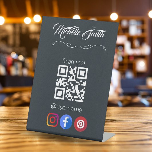 Kleding Zwart Wit Grijs Grijs QR Code Reclamebord Met Voetstuk