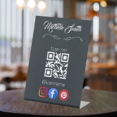 Kleding Zwart Wit Grijs Grijs QR Code Reclamebord Met Voetstuk