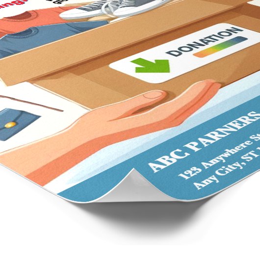 Kledingaandrijving Donatie Flyer ontwerp Poster (Hoek)