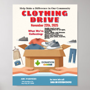 Kledingaandrijving Donatie Flyer  ontwerp Poster