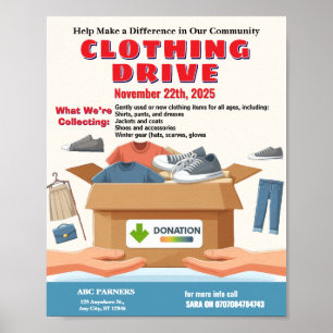 Kledingaandrijving Donatie Flyer  ontwerp Poster