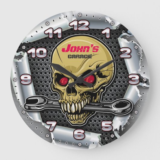 Kledinggereedschappen Man Cave  Retro Style Grote Klok (Voorkant)