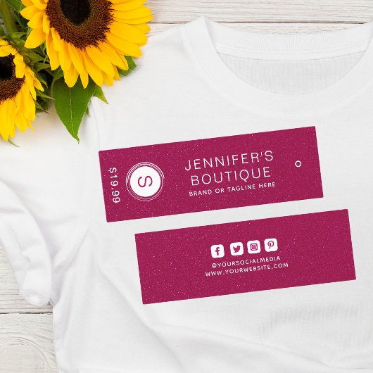 Kledinglabels Kleine Zakelijke Roze Wit Contactkaartje