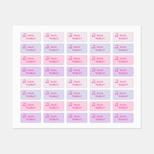 Kledinglabels voor kinderen met roze noot labels