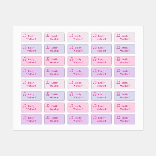 Kledinglabels voor kinderen met roze noot labels (Vel)