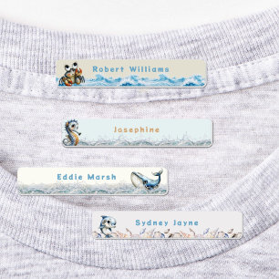 Kledinglabels voor kinderen met zeeleven-motief labels