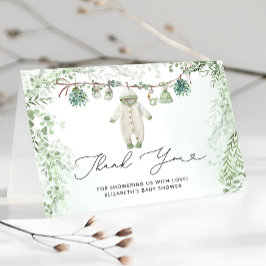 Kledinglijn Eucalyptus Baby shower Dank u kaart