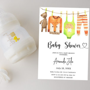 Kledinglijn Geslachtsneutrale Baby Shower Kaart