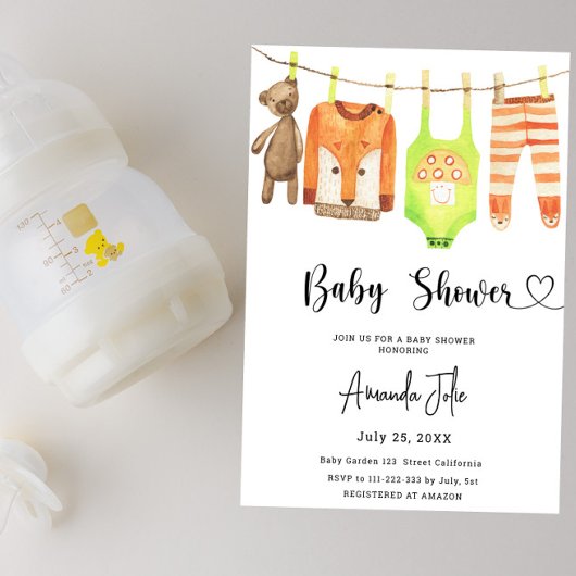 Kledinglijn Geslachtsneutrale Baby Shower Kaart