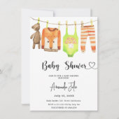 Kledinglijn Geslachtsneutrale Baby Shower Kaart (Voorkant)