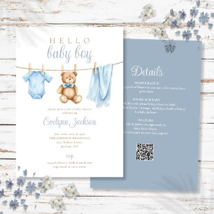 Kledinglijn voor blauwe jongens Baby Shower Alles  Kaart