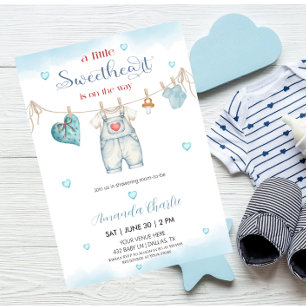 Kledinglijn voor een kleine schat Jongen babyfeest Kaart