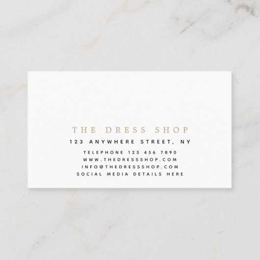 Kledingmaker/Designer Goud & Zwart/silhouet Visitekaartje (Achterkant)