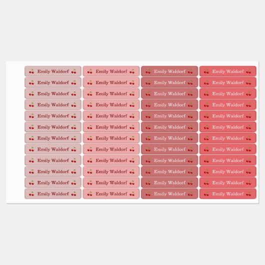 Kledingnaamlabels voor kinderen met kersen labels (Vel)