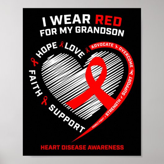 Kledingproducten Red Grandson Heart Disease Aware Poster (Voorkant)