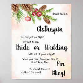 Kledingspeld Wasdroogjes Kerst Showerspel Bord Poster
