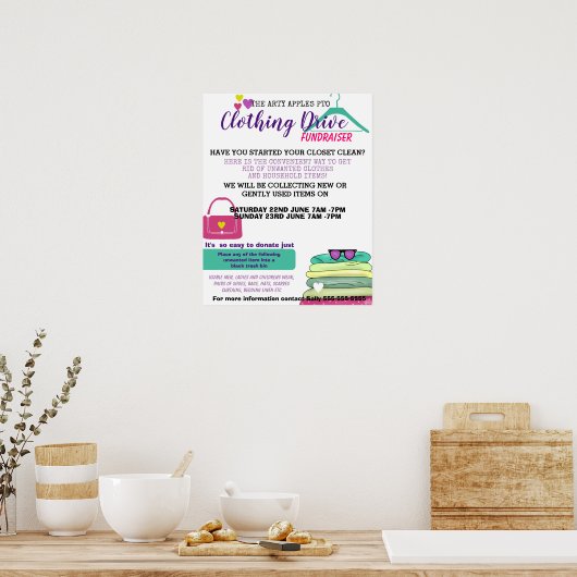 kledingstation PTA-poster voor fondsenwerving PTO Poster (Keuken)