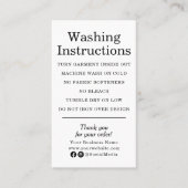 Kledingverzorging Instructies Modern zwart-wit Visitekaartje (Voorkant)