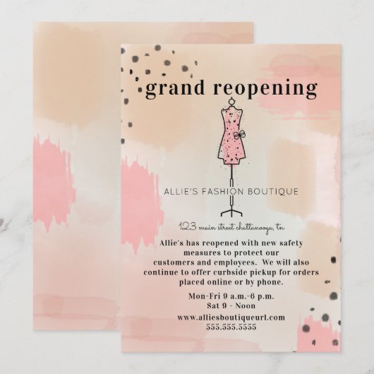 Kledingwinkel Abstract roze heropenen Kaart (Voorkant / Achterkant)