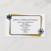 Kledingwinkel Boutique - Geel speldenhuisje Visitekaartje (Achterkant)