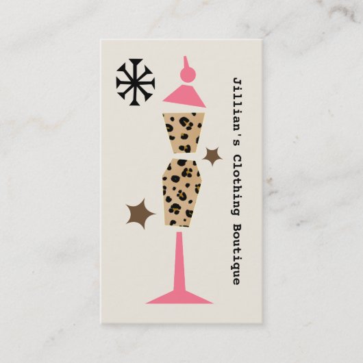 Kledingwinkel Boutique - Leopard Pink Dress Form Visitekaartje (Voorkant)