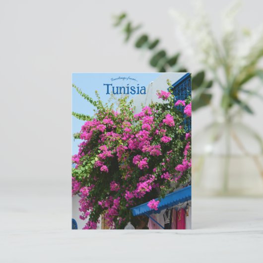 Kledingwinkel en bloemen in Tunesië Briefkaart (Staand voorkant)