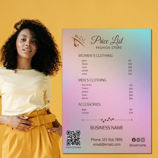 Kledingwinkel Service Prijs Lijst Bohemian Scan Me Flyer