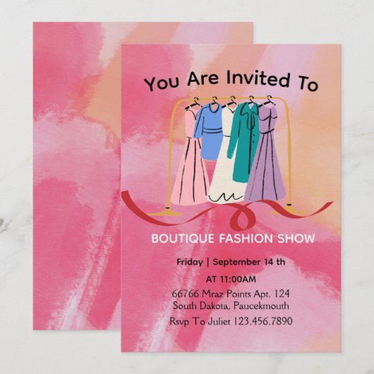 Kledingwinkel uitnodiging (Voorkant / Achterkant)