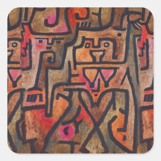 Klee Abstract Bos Expressionistische Moderne Kunst Vierkante Sticker (Voorkant)