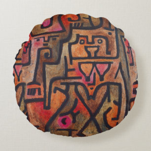 Klee Abstract Rood Abstract Expressionistische Nat Rond Kussen