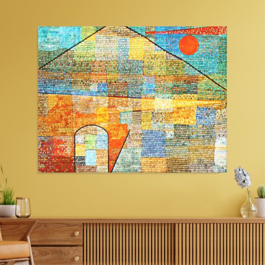 Klee - Ad Parnassus, beroemd abstract schilderij, Canvas Afdruk (Insitu (Woonkamer))