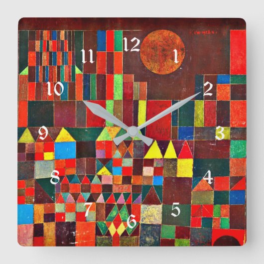 Klee - Castle en Sun Vierkante Klok (Voorkant)