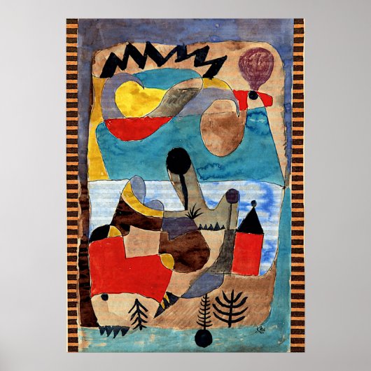 Klee - Castle-landschap met zwarte blikseminslag Poster (Voorkant)