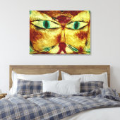 Klee - Cat en Bird Canvas Afdruk (Insitu (Slaapkamer))
