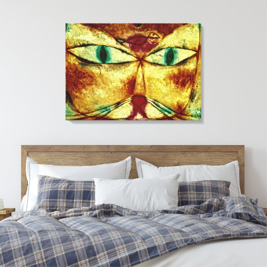 Klee - Cat en Bird Canvas Afdruk (Insitu (Slaapkamer))