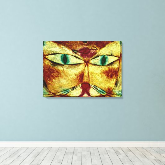 Klee - Cat en Bird Canvas Afdruk (Insitu (Houten vloer))