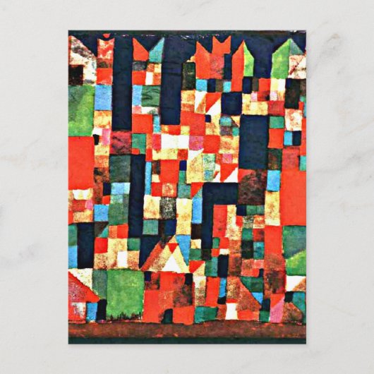 Klee - City Afbeelding met rood en groen Briefkaart (Voorkant)