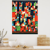 Klee - City Afbeelding met rood en groen Poster (Keuken)