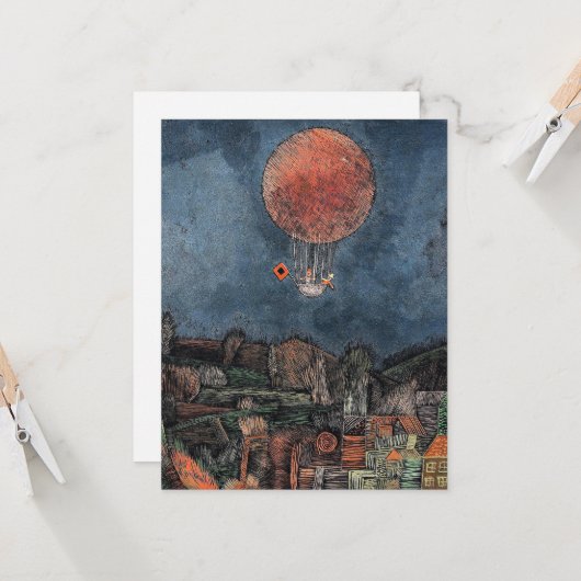 Klee - Der Luftballoon, beroemd schilderij Kaart (Voorkant / Achterkant in situ)