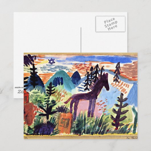 Klee - Het Paard, beroemd schilderij Briefkaart (Voorkant / Achterkant)