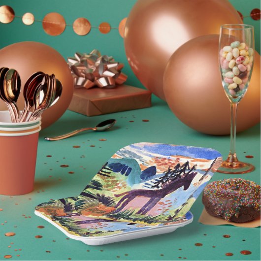 Klee - Het paard, beroemd schilderij Papieren Bordje (Multi)