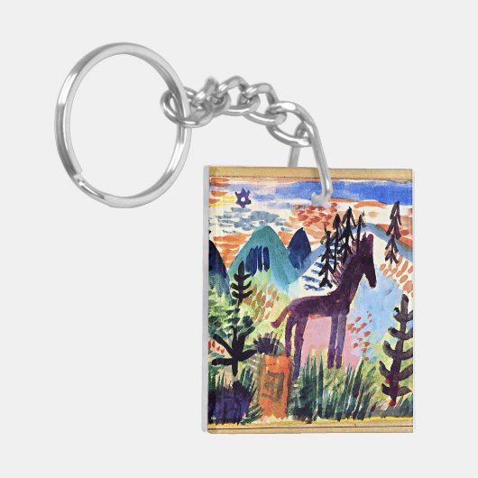 Klee - Het Paard, beroemd schilderij Sleutelhanger (Voorkant Links)