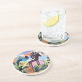 Klee - Het Paard, beroemd schilderij Zandsteen Onderzetter (Zijkant)