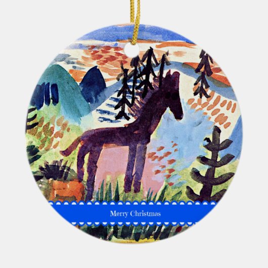 Klee - Het Paard, Vrolijk Kerstfeest, Keramisch Ornament (Voorkant)